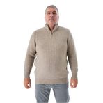 TRİST STAR Erkek Büyük Beden Zikzak Desenli Triko Kazak TRIST-2117, Vizon - 3XL