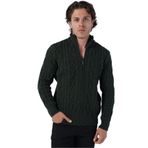 TRİST STAR Erkek Dik Yaka Triko Yün Hırka Trıst-5299, Haki - 2XL