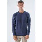 Trist Star Erkek Indigo Bisiklet Yaka Baklava Desenli Linx %100 Pamuk Triko Kazak TRIST-1202 - 2XL - İndigo