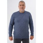 Trist Star Erkek İndigo Yün Kazak Bisiklet Yaka Düz Desenli Büyük Beden - 3XL