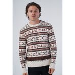 Trist Star Erkek Jakarlı Çapa Desen Bisiklet Yaka Triko Yün Kazak TRIST-5308 - 2XL - Bej