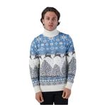TRİST STAR Erkek Jakarlı Geyik Desenli Yılbaşı Triko Yün Kazak Trist-5314, Kemik - 2XL