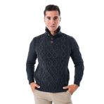 TRİST STAR Erkek Kürklü Dik Yaka Triko Kazak TRIST-5345, Antrasit - XL