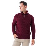 TRİST STAR Erkek Kürklü Dik Yaka Triko Kazak TRIST-5345, Bordo - L