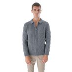 TRİST STAR Erkek Polo Yaka Triko Örme Hırka TRIST-5327, Koyu Gri - L