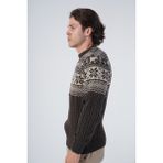 Trist Star Erkek Saç Örgülü Jakarlı Geyik Desenli Bisiklet Yaka Triko Yün Kazak TRIST-5311 - Kahve - 2XL