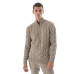 TRİST STAR Erkek Saç Örgülü Yün Triko Kazak TRIST-5339, Vizon - 2XL