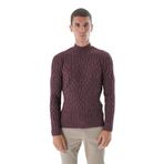 TRİST STAR Erkek Saç Örgülü Yün Triko Kazak TRIST-5343, Bordo - 2XL
