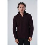 Trist Star Erkek Selanik Örgü Muline Dik Yaka Fermuarlı Triko Yün Kazak TRIST-5316 - Siyah - 2XL