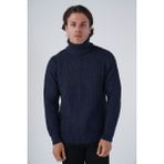 Trist Star Erkek Yürütme Saç Örgülü Balıkçı Yaka Triko Yün Kazak TRIST-5313 - Lacivert - 2XL