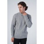 Trist Star Erkek Yürütme Saç Sepet Örgü Bisiklet Yaka Triko Yün Kazak TRIST-5309 - 2XL - Gri