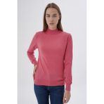 Trist Star Kadın %100 Organik Pamuk Yarım Balıkçı Yaka Triko Kazak Örme Bluz TRIST-6104 - Koyu Pembe - 2XL