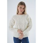 Trist Star Kadın Kemik Bisiklet Yaka Yürüt Saç Örgülü Yün Karışımlı Özel Iplik Triko Örme Kazak TRIST-6164 - L - XL