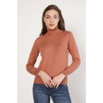 Trist Star Kadın Kiremit %100 Organik Pamuk Balıkçı Yaka Triko Kazak TRIST-6103 - 2XL