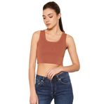 TRİST STAR Kadın Likralı Crop Atlet Trist-6123, Kiremit - L