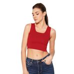 TRİST STAR Kadın Likralı Crop Atlet Trist-6123, Kırmızı - S