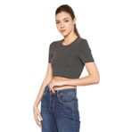 TRİST STAR Kadın Likralı Crop Bluz Trist-6125, Antrasit - M