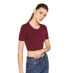 TRİST STAR Kadın Likralı Crop Bluz Trist-6125, Bordo - S