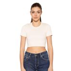 TRİST STAR Kadın Likralı Crop Bluz Trist-6125, Ekru - S