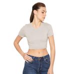 TRİST STAR Kadın Likralı Crop Bluz Trist-6125, Gri - M
