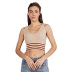 TRİST STAR Kadın Likralı Crop Triko Atlet Örme Trist-6106, BEJ - XS