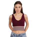 TRİST STAR Kadın Likralı Crop Triko Atlet Örme Trist-6106, BORDO - M
