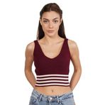 TRİST STAR Kadın Likralı Crop Triko Atlet Örme Trist-6106, BORDO - S