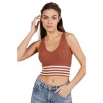 TRİST STAR Kadın Likralı Crop Triko Atlet Örme Trist-6106, Kiremit - L
