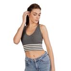 TRİST STAR Kadın Likralı Crop Triko Atlet Örme Trist-6106, Koyu Gri - XS