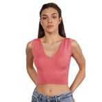 TRİST STAR Kadın Likralı Crop Triko Atlet Trist-6109, Pembe - S