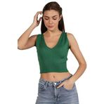 TRİST STAR Kadın Likralı Crop Triko Atlet Trist-6109, Yeşil - S