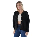 TRİST STAR Kadın Oversize Bisiklet Yaka Triko Örme Hırka TRIST-6166, Siyah - S/M