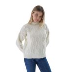 TRİST STAR Kadın Oversize Petek Örgü Triko Kazak Trist-6162, Kemik - L/XL