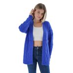TRİST STAR Kadın Oversize Pon Ponlu Triko Örme Hırka TRIST-6165, Saks - S/M