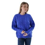 TRİST STAR Kadın Oversize Saç Örgülü Triko Örme Kazak TRIST-6167, Saks - L/XL