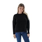 TRİST STAR Kadın Oversize Saç Örgülü Triko Örme Kazak TRIST-6167, Siyah - L/XL
