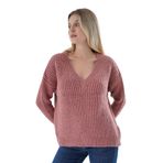 TRİST STAR Kadın Oversize Selanik Örgü Triko Kazak TRIST-6160, Gül Kurusu - L/XL