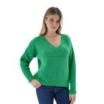 TRİST STAR Kadın Oversize Selanik Örgü Triko Kazak TRIST-6160, Yeşil - S/M