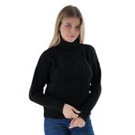 TRİST STAR Kadın Oversize Selanik Saç Örgülü Triko Kazak TRIST-6159, Siyah - L/XL