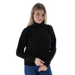 TRİST STAR Kadın Oversize Selanik Saç Örgülü Triko Kazak TRIST-6159, Siyah - S/M
