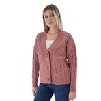 TRİST STAR Kadın Oversize V Yaka Uzun Hırka TRIST- 6161 Gül Kurusu-S/M