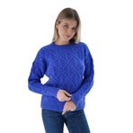 TRİST STAR Kadın Saç Örgülü Triko Örme Kazak TRIST-6164, Saks - S/M