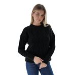 TRİST STAR Kadın Saç Örgülü Triko Örme Kazak TRIST-6164, Siyah - L/XL