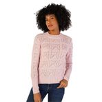 TRİST STAR Kadın Triko Kazak -%100 Pamuk, Pon Pon Desenli, Ajurlu, Bisiklet Yaka 6153 - Pembe -S