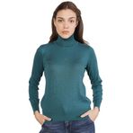 TRİST STAR Petrol%100 Organik Pamuk Balıkçı Yaka Triko Kazak Örme Bluz-2XL