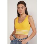 Trist Star Sarı %100 Organik Pamuk Likralı Crop Triko Atlet Örme Bluz