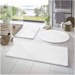 Trivago Halı 3'Lü Banyo Halısı Peluş Post Halı Klozet Takımı Kar Beyaz 50 x 90--50 x 60--50 x 50(Yuvarlak)