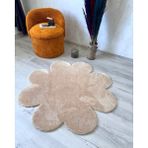 Trivago Halı Yıkanabilir Yumuşak Peluş Post Papatya Çocuk Odası Oturma Odası Salon Mutfak Halısı - 100 x 100 cm - Bej - Vizon