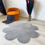 Trivago Halı Yıkanabilir Yumuşak Peluş Post Papatya Çocuk Odası Oturma Odası Salon Mutfak Halısı - 150 x 150 cm - Gri