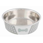 Trixie 0.75 lt 17 cm Beyaz Gri Paslanmaz Çelik Silikon Köpek Mama Su Kabı